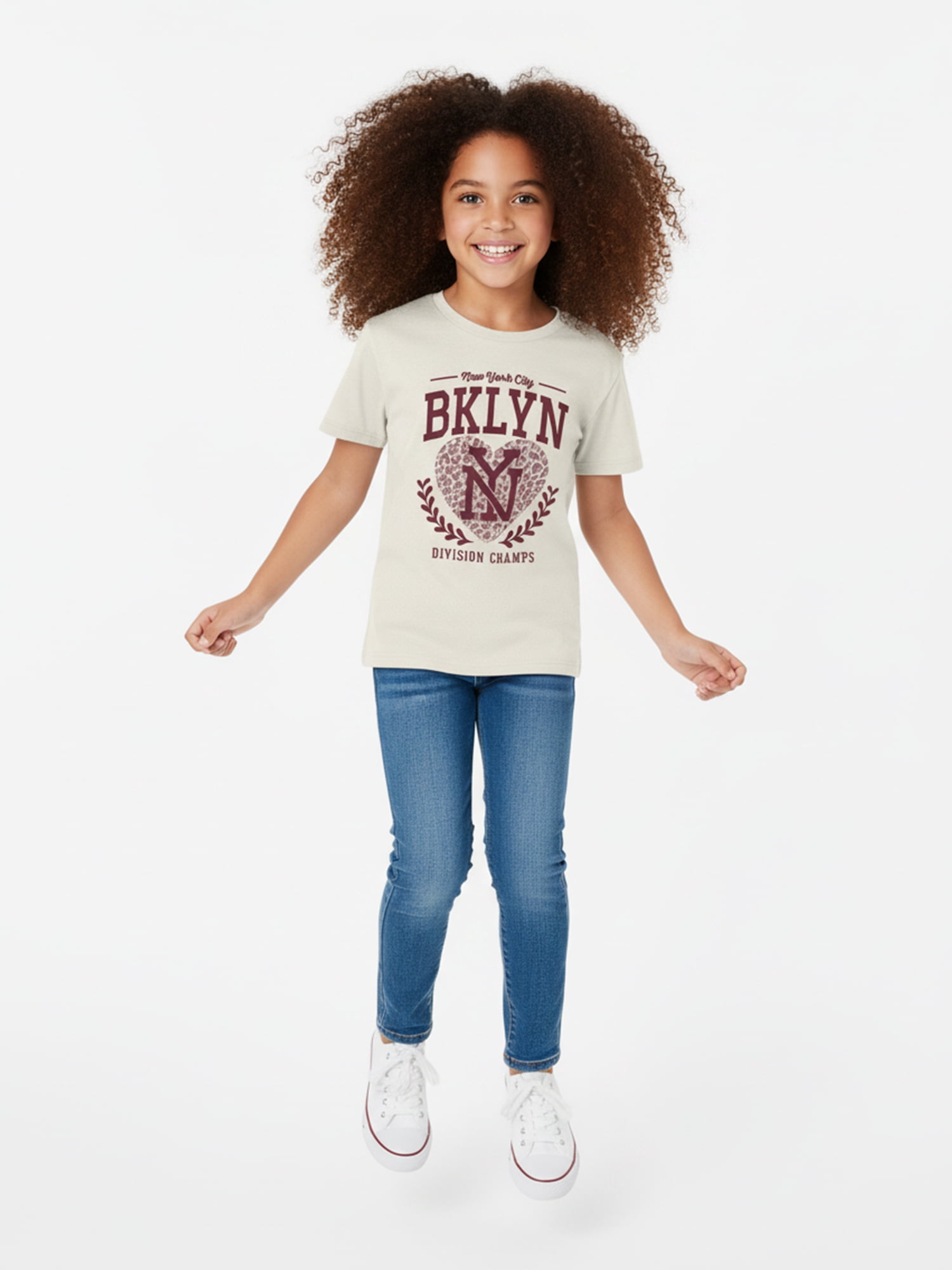 Wonder Nation Girls' Graphic Brooklyn Tee with Short Sleeves, Sizes 4-18