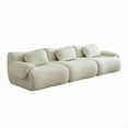 thumbnail image 4 of Modern Minimalist Modular Sectional Sofa, Compressed Couch in Beige &amp; White Sherpa Fabric, 3-Seat, High-Density Foam, Space-Saving Design for Living Room &amp; Bedroom, 4 of 14