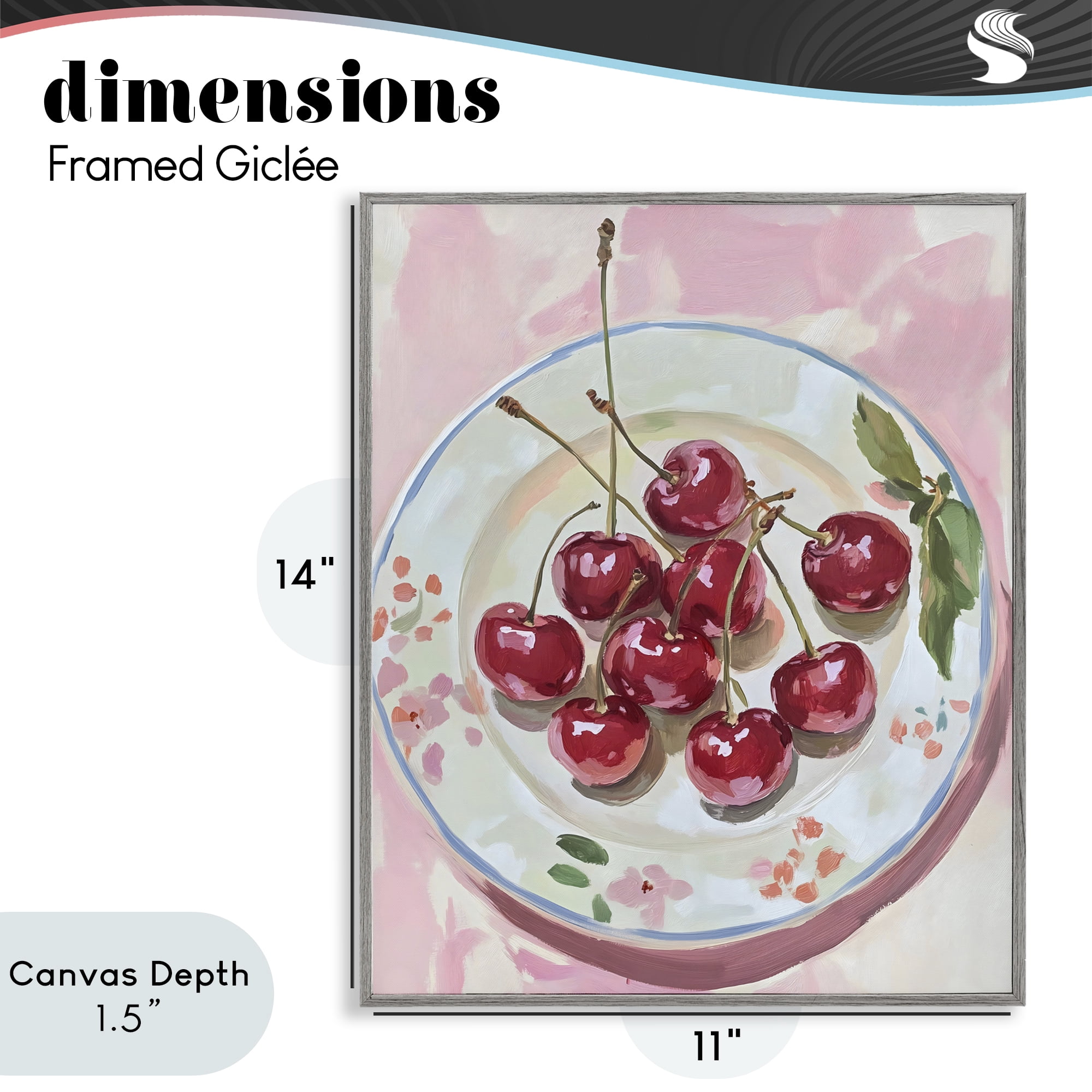 Stupell Industries Plate of Summer Cherries Gray Framed Giclee Art, design by The Prints Vibe