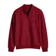thumbnail image 5 of TKKCS Mens Waffle Knit Quarter Zip Sweatshirts Stand Collar Casual Long Sleeve Relaxed Fit Pullover Tops with Chest Pocket Red 3XL, 5 of 10