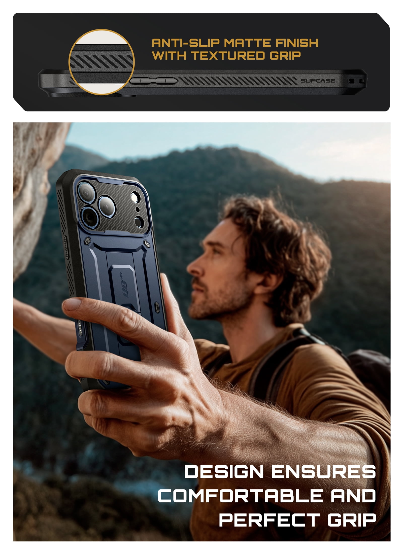 SUPCASE Unicorn Beetle Pro for iPhone 17 Pro Max 6.9" 2025 Case with Screen Protector, [Built-in Stand & Camera Control Button & Belt-Clip] [Military-Grade Protection] Full Body Phone Cover, Azure
