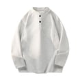 thumbnail image 3 of Long Sleeve Henley Shirts For Men Casual Button Down Shirt Golf Pullover V Neck Stand Collar Fashion Fall Sweatshirt Light Gray 3XL, 3 of 6