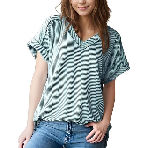 Blusas de Corta para Mujer Verde XL