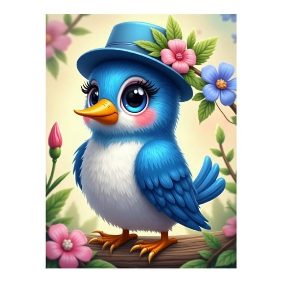 Diamond Art Kit for Adults, Cartoon Bluebird Print No.3 Diamond Painting for Adults Beginners, 5D DIY Diamond Art Painting Kits, Colorful Diamond Painting Craft for Home Decor 12x16