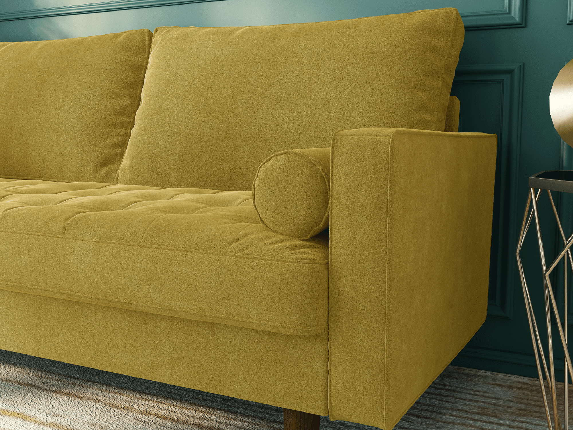Koby Home Sectional Loveseat Couch Sofa Mid-Century 58" Sofas Couches for Living Room Goldenrod Yellow