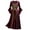 Wine, variant on Fesfesfes Women's Plus Size Cool Patchwork Bandage Long Sleeve Robe Long Dress