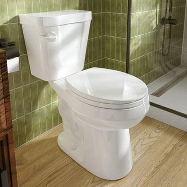 HOROW ADA Chair Height Two-piece 1.28 GPF Single Flush Round Toilet Map Flush 1000g, Soft-Close Seat Included