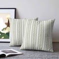 thumbnail image 2 of Pillow Covers 24x24 Set of 2, Sage Green Botanical Throw Pillow Covers Decorative Couch Cushion Cover, Modern Farmhouse Striped Microfiber Soft Square Pillowcases for Bedroom Living Room Sofa, 2 of 9