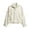 White, variant on Womens Cropped Jacket Gingham Check Pattern Stand Collar Full Zip Long Sleeve Elastic Hem Drop Shoulder Casual Blouson Top
