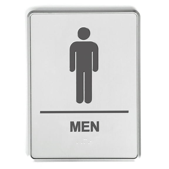 M&T Displays Aluminum Restroom Bathroom Sign Silver 6x8 with Braille for Office Business Restaurant