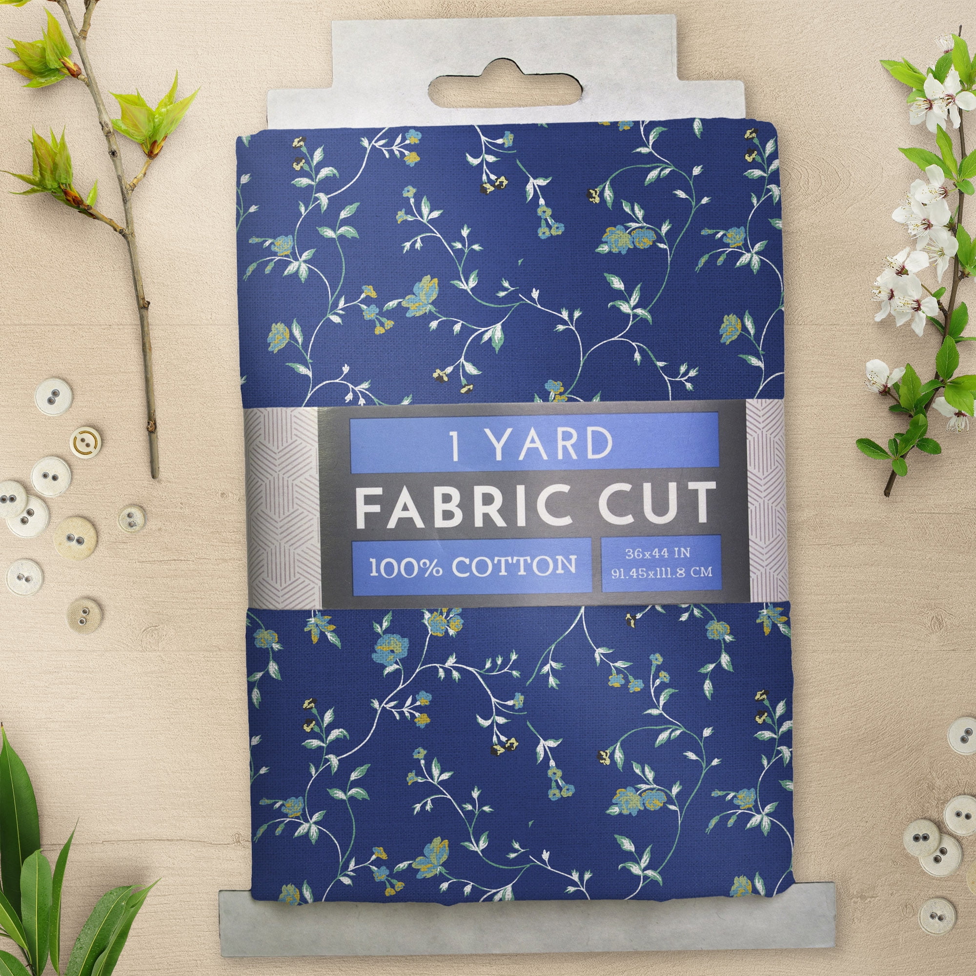 1 Yard 100% Cotton Spring Vines, Blue, 44" Wide for Quilting & Sewing by David Textiles