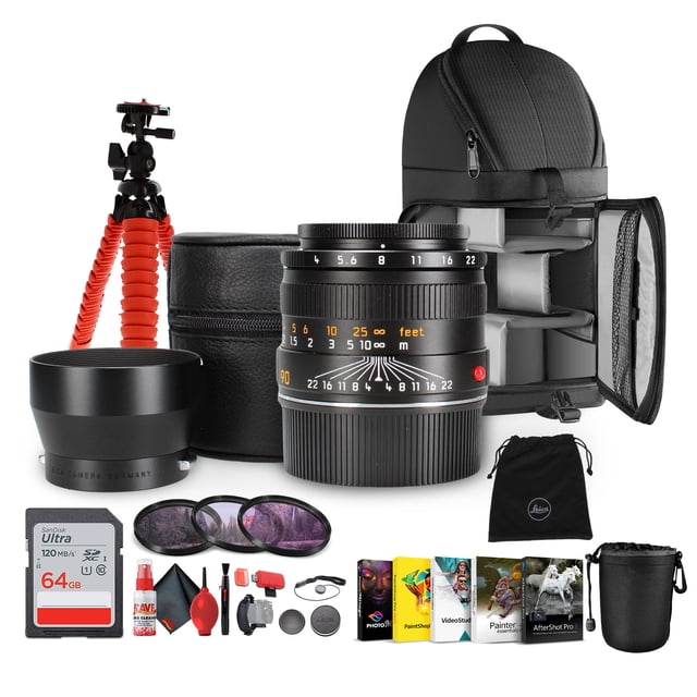 Leica Macro-Elmar-M 90mm f/4 Lens + Sling Backpack + Photography Software - Bundle