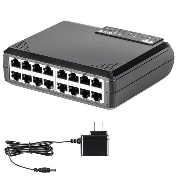 16 Port RJ45 10/100 Mbps Network Switch Desktop LAN HUB Power