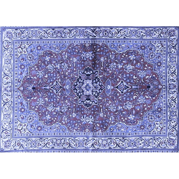 Ahgly Company Machine Washable Indoor Rectangle Persian Blue Traditional Area Rugs, 3' x 5'