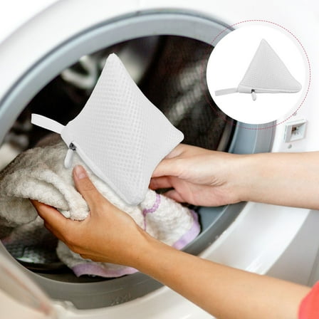 Moluckfu 3pcs Small Mesh Laundry Bags Zippered Pouch White Polyester Protecting Garments Travel