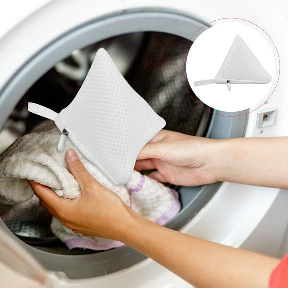 Moluckfu 3pcs Small Mesh Laundry Bags Zippered Pouch White Polyester Protecting Garments Travel