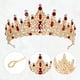 thumbnail image 3 of Tiara de corona de reina de cristal de imitación Unique Bargains Tono dorado rojo 15x6,8 cm, 3 of 7