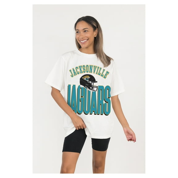 Women's Gameday Couture White Jacksonville Jaguars Oversized Classic Fierce Focus T-Shirt
