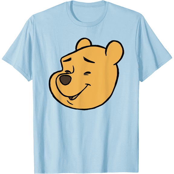 Winnie the Pooh Happy Big Face Unisex Softstyle T-Shirt for Men Women Kids,Light Blue Color,Size 2T