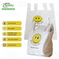thumbnail image 2 of EcoQuality 1/8 Medium White Plastic Shopping Bags 10x5x18 Smiley Face Takeout Bags for Delivery, Grocery, and Restaurant (540), 2 of 5