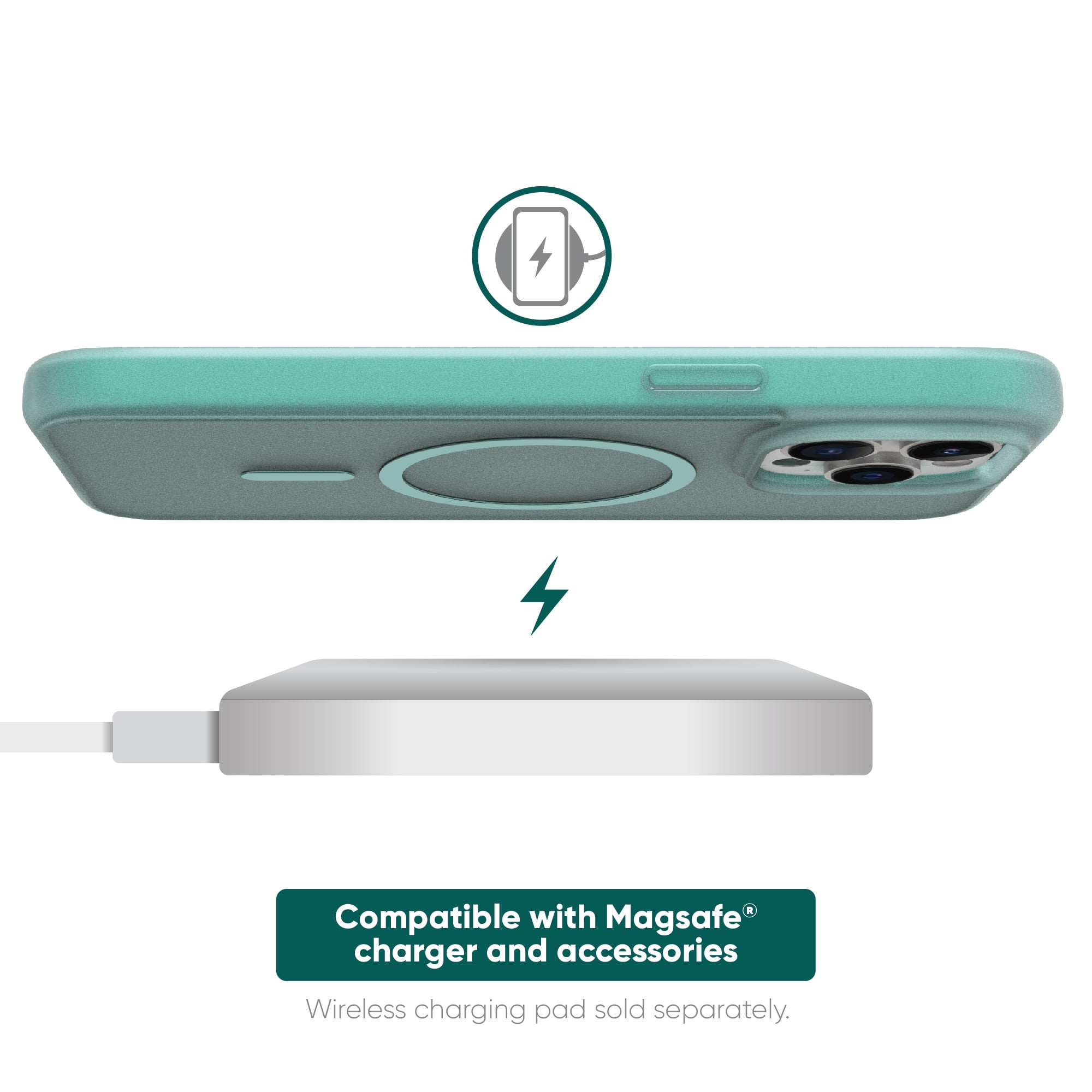 onn. MagSafe Compatible Phone Case for iPhone 13 Pro - Frosted Teal