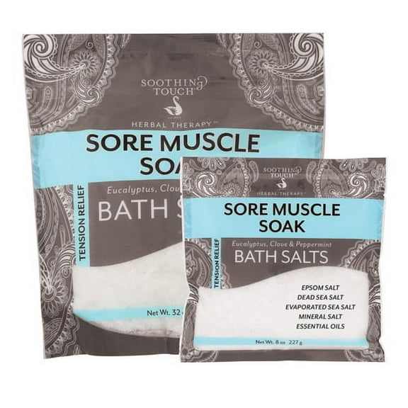 Soothing Touch Tension Relief Sore Muscle Soak Bath Salts Eucalyptus Clove And Peppermint 32 Oz