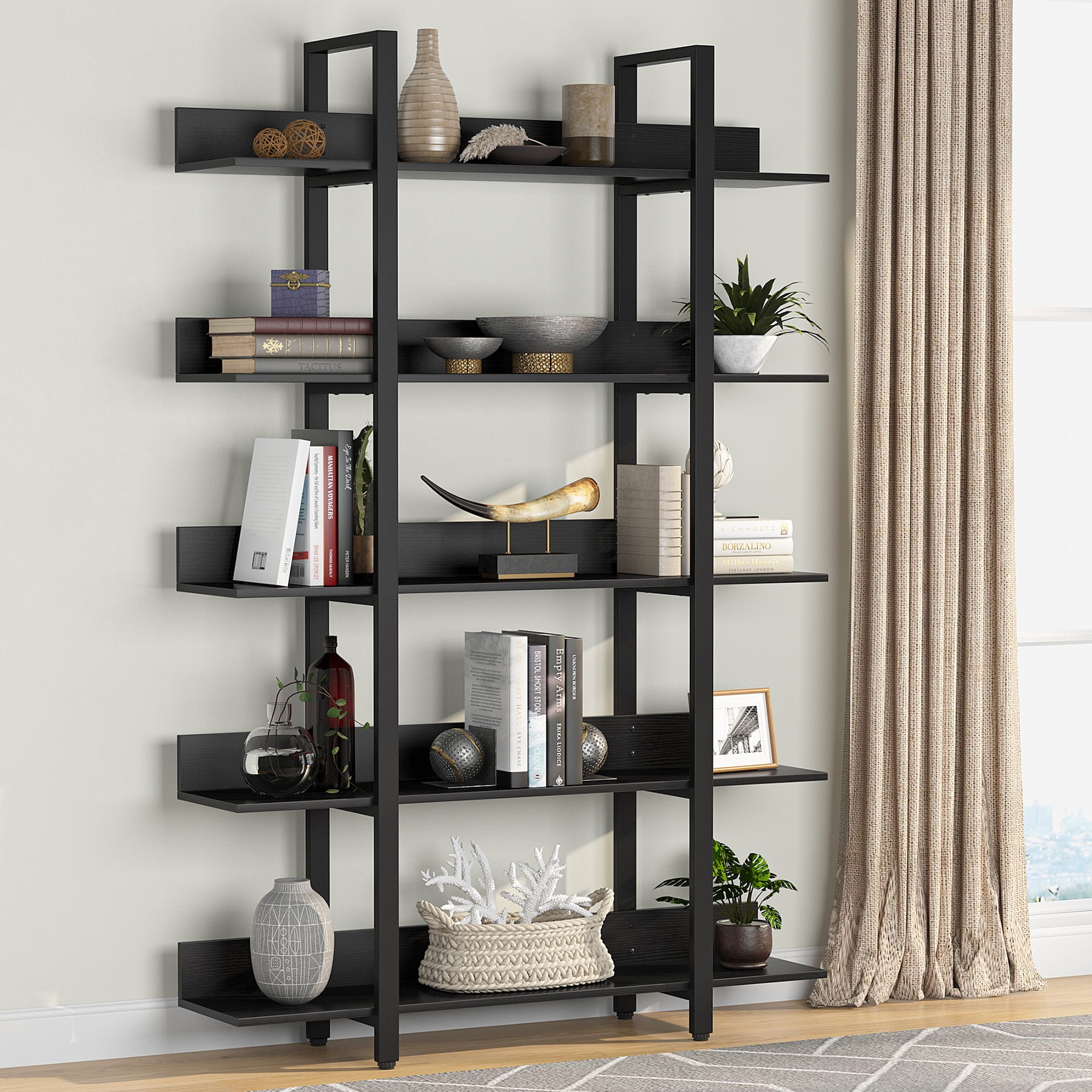 Tribesigns 5Tier Bookshelf, Industrial Bookcase Etagere Book Shelves