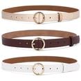 thumbnail image 3 of Douhoow Women Round Buckle Belt Casual Solid Color Faux Leather Waistband Classic Belt, 3 of 5