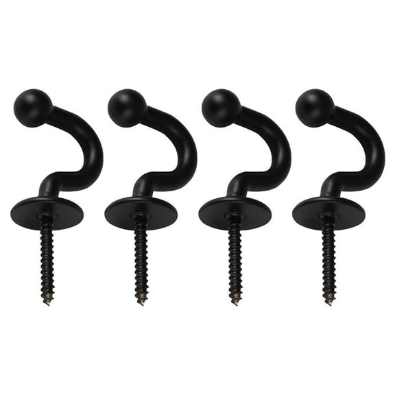 WORGEOUS  4 Pcs Hook up Curtain Tiebacks Hooks Ceiling Plant Rack Black