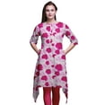thumbnail image 1 of Bimba Pink Grandiflora Roses Floral Printed Asymmetrical Kurti Tops For Women Indian Summer Dress Tunic Large, 1 of 6