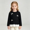 thumbnail image 6 of WUANDIXFA Baby Toddler Cotton Long Sleeve Crewneck Tops 1-14 Years Ruffled Hem Pullover Blouse Daily Casual Clothes,Black,7-8 Years, 6 of 8