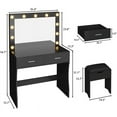thumbnail image 3 of Furmax Makeup Vanity Table Set with Lights and Mirror Vanity Desk with Drawer and Chair, Black, 3 of 8