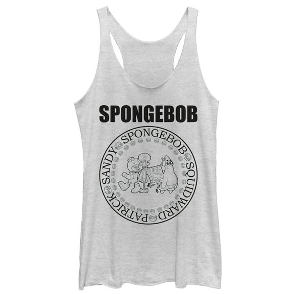 Women's SpongeBob SquarePants Emblem  Racerback Tank Top White Heather Small