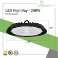 thumbnail image 4 of GREENLIGHTDEPOT LED High Bay - 240W - 32,900 Lumens - UFO4 - Hook Mount - Black - UL+DLC5.1, 4 of 9