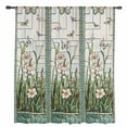 thumbnail image 2 of Teal Spring Floral Semi Sheer Curtains Drapes for Living Room, Bedroom, French Doors Window 84 Inches Long, Summer Butterfly Farmhouse Rod Pocket Chiffon Curtain Drapery Voile Draperies Panel, 2 of 6