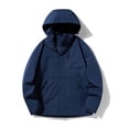 thumbnail image 2 of Windbreakers for Men Solid Color Hooded Three-in-one Detachable Multi-pocket Cardigan Relaxation Outdoors Zipper Overcoat Outdoor Jacket Dark Blue M Windbreaker Jacket Men's, 2 of 8