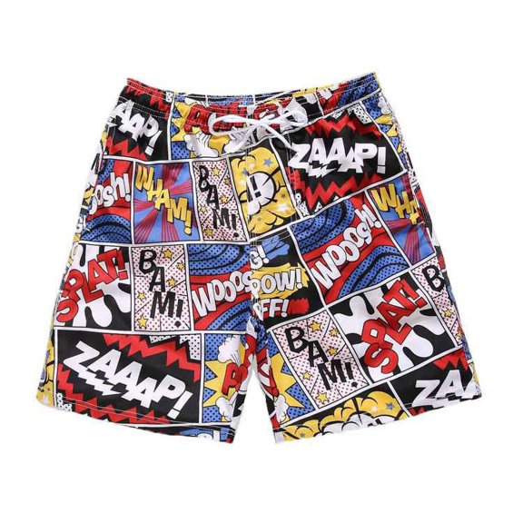 Funny Summer Swim Trunks for Kids, Quick Dry Swim Shorts for Boys and Girls, Bathing Suits, Swimwear, Swim Shorts with Various Colors & Designs, Quick Dry Nylon Shorts, Comic Printed, 13-14T