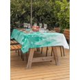 thumbnail image 2 of Outdoor Tablecloth with Umbrella Hole and Zipper, Teal Green Christmas Rectangle Table Cloth 54x80 Inch Waterproof Tablecloth, Winter Snowflake Abstract Forest Tree Picnic Table Cover for Patio, 2 of 7