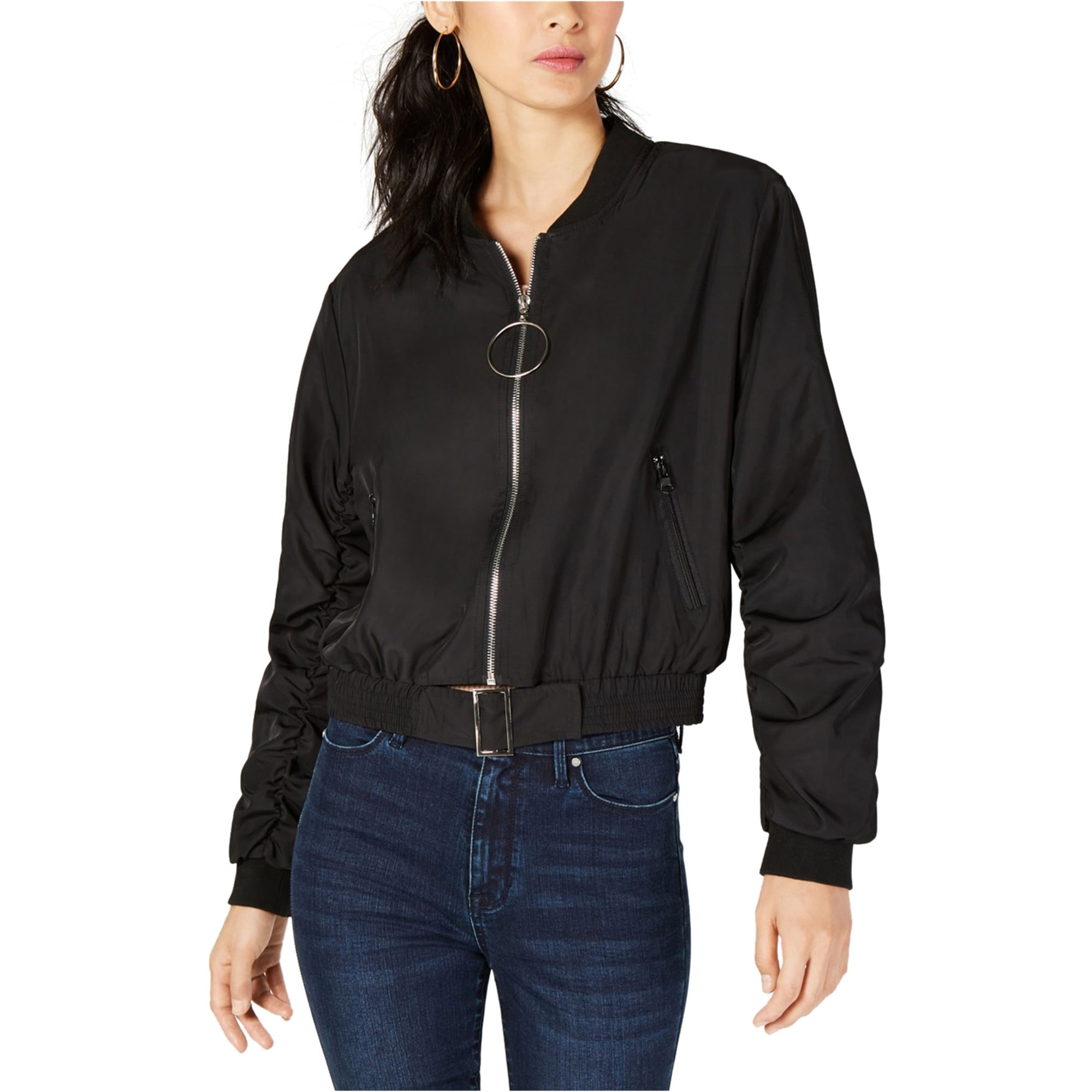 Sage The Label Womens Cropped Bomber Jacket Black Large Walmart