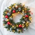 thumbnail image 5 of Christmas Wreath with Lights Artificial Christmas Wreath Decorated with Pine Cones Berry Clusters Frosted Branches Ball Ornaments Christmas Decorations for Window Indoor & Outdoor., 5 of 5