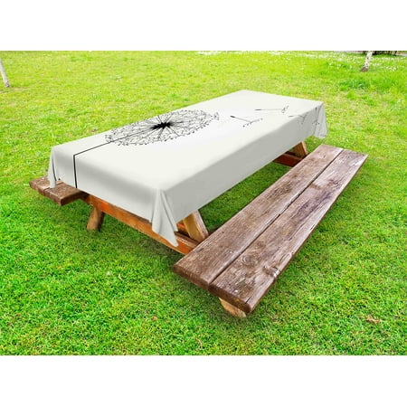 

Dandelion Outdoor Tablecloth Flying Flower Seeds and Blossom Fragility and Growth Inspired by Nature Decorative Washable Fabric Picnic Table Cloth 58 X 84 Inches Black and Beige by Ambesonne