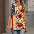 thumbnail image 4 of Iaqnaocc 250 Anniversary Usa Shirt Womens Tank Tops Sleeveless 2026 Summer Loose Fit V-Neck Pleated Tank Tops Independence Day American Flag Floral Print Vintage Basic Tees Vermilion L, 4 of 6