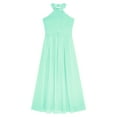 thumbnail image 4 of MSemis Kids Flower Girls Elegant Gown Shiny Sequins Halter Neck Sleeveless High Waist Gown for Mint Green 6, 4 of 6
