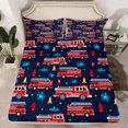 thumbnail image 2 of Homewish Kids Boys Fire Truck 4 Pieces Queen Sheet Sets,Cartoon Car Theme Ultra Soft Flat Sheet,Firefighter Car Queen Fitted Sheet,Lightweight Room Decor, 2 of 7