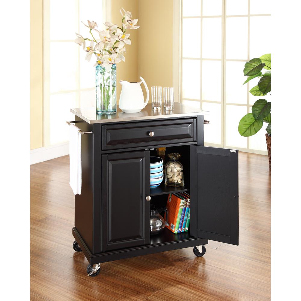 Crosley Furniture Wood Portable Kitchen Cart in Black & Silver - image 4 of 5