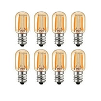 T22 LED Filament Bulbs 1W, E12 Candelabra Base, 2200K Ultra Warm White Amber Glow, Vintage Tubular Night Lights, Non-Dimmable, 8-pack