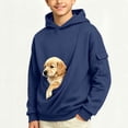 thumbnail image 2 of Kids Hoodie with Dog Pouch Boys Oversized Cat Hoodies with Cargo Pockets for Dogs Cats Pet Solid Color Sweatshirts, 2 of 10