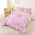 thumbnail image 2 of Erosebridal Cute Coquette Bow Full Size Comforter Sets For Kids,Pink Diamond Letter A Monogram Bedding Sets,Pink Reversible,3-Piece, 2 of 7