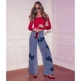 thumbnail image 4 of Women'S Baggy Heart Print Wide-Leg Jeans High Waisted Vintage Washed Casual Loose Denim Pants Trousers Blue XXL, 4 of 10