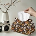 thumbnail image 2 of COEQINE Tissue Box Organizer Rectangular Tissue Container Napkin Tissue Box Cover PU Leather Tissue Case Holder for Home Bedroom Dresser, Dining Table, Halloween Skull Sunflower Daisy Cobweb, 2 PCS, 2 of 7